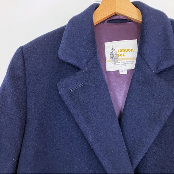 Vintage double breasted pure wool pea coat navy blue London Fog classic chunky - Picture 3 of 9